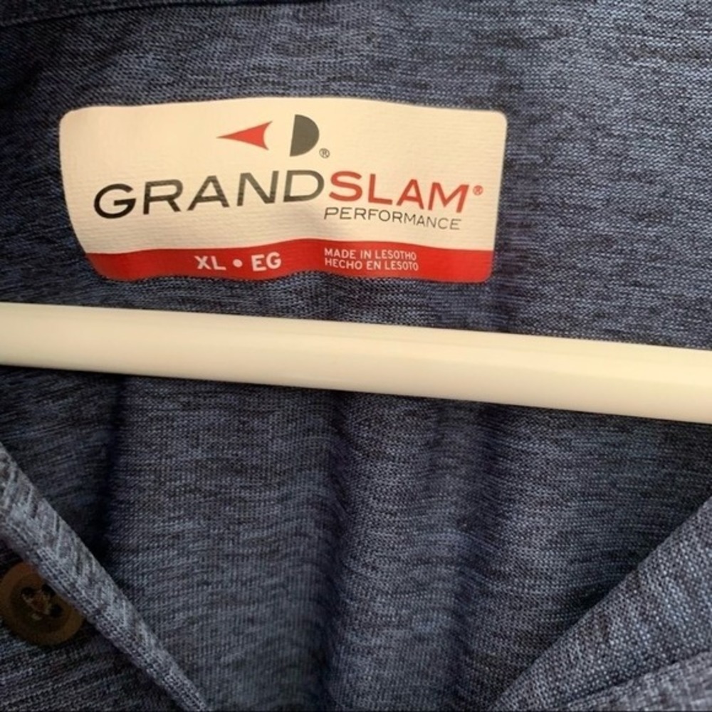 Grand Slam Polo Mens XL Blue‎ Performance Space Dye Short Sleeve Golf Shirt - Picture 8 of 10